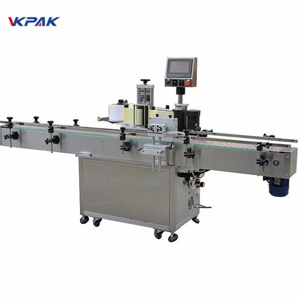 स्वयंचलित तेल अनुलंब सेल्फ hesडझिव्ह गोल बाटली लेबलिंग मशीन